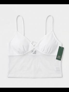 Target White Mesh Bralette Cami with Crisscross Front